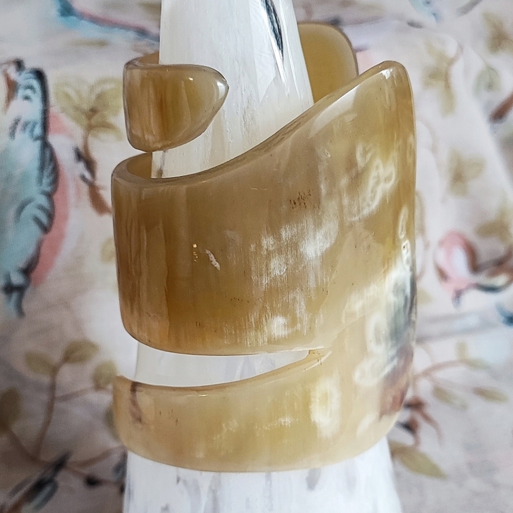 Oversized Bone? Buffalo Horn? Lucite? Highly Polished Cuff Bracelet